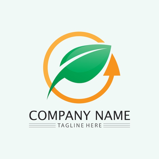 Vector de diseño de logotipo de hoja para plantilla de símbolo de naturaleza editableGreen leaf logo ecología naturaleza elemento vector icono