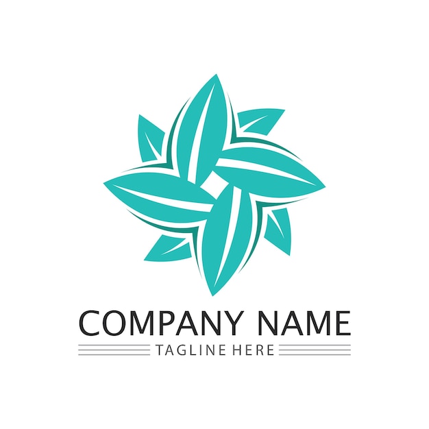 Vector de diseño de logotipo de hoja para plantilla de símbolo de naturaleza editableGreen leaf logo ecología naturaleza elemento vector icono