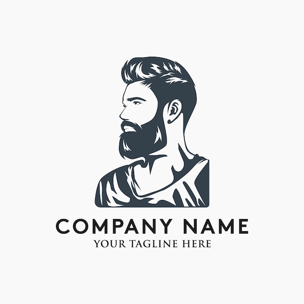 Vector de diseño de logotipo de hombre de barba