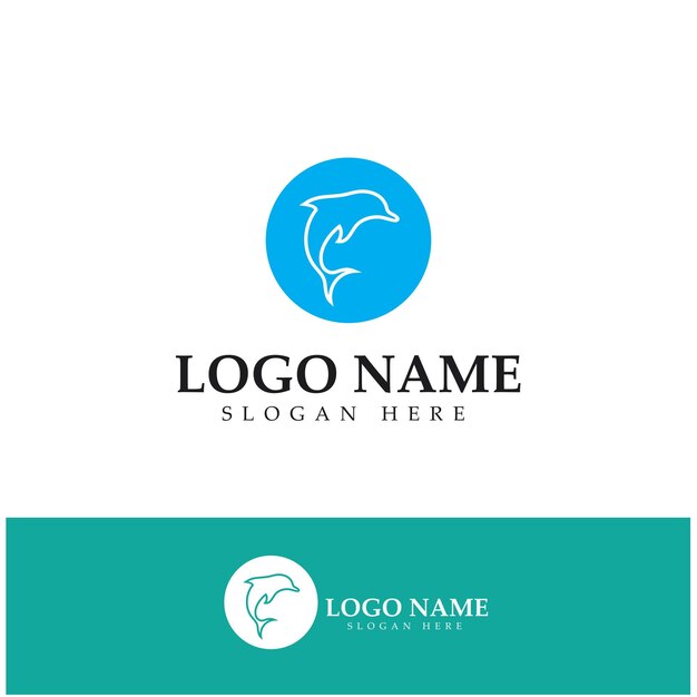 Vector de diseño de logotipo de icono de delfín