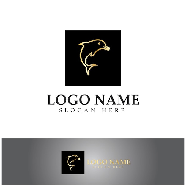 Vector de diseño de logotipo de icono de delfín