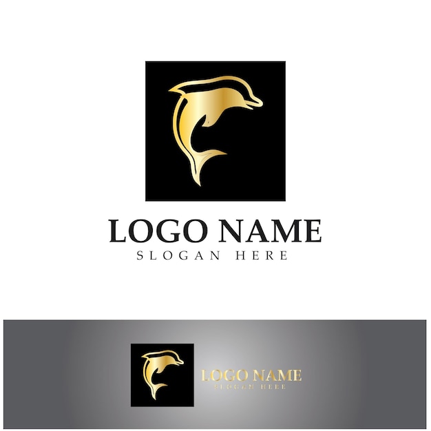 Vector de diseño de logotipo de icono de delfín