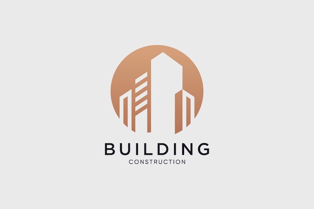 Vector de diseño de logotipo de icono de edificio de lujo para negocios de construcción con idea creativa