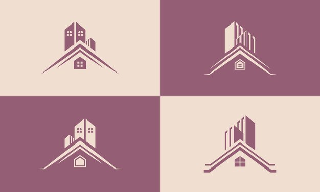 Vector de diseño de logotipo inmobiliario Construcción de arquitectura de estructuras de edificios creativos