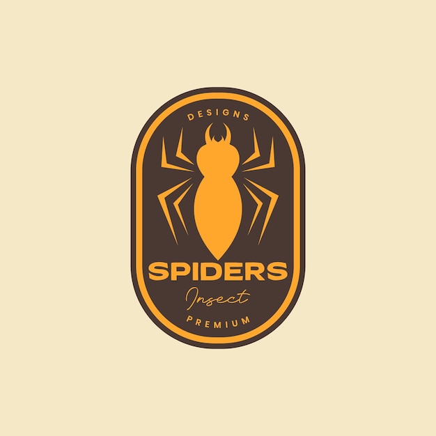 Vector de diseño de logotipo de insignia retro vintage de forma simple de suelo de araña de insecto animal