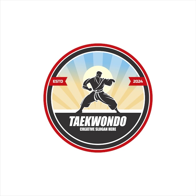 Vector de diseño de logotipo de karate con arte de técnicas de autodefensa deportiva