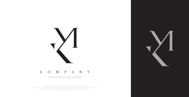 Vector de diseño de logotipo KM inicial