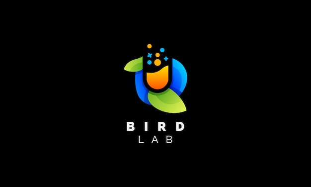 Vector de diseño de logotipo de laboratorio de pájaro degradado
