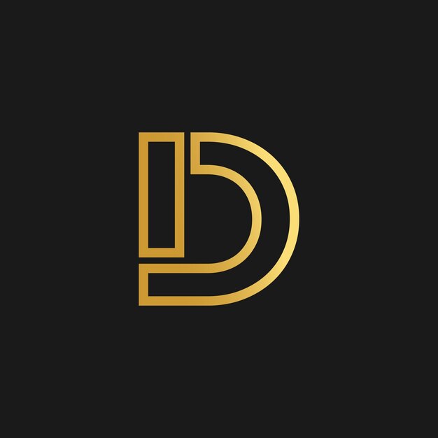 Vector de diseño del logotipo de la letra D con ilustración creativa y concepto de gradiente dorado