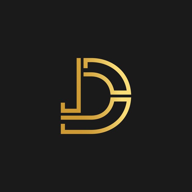 Vector de diseño del logotipo de la letra D con ilustración creativa y concepto de gradiente dorado
