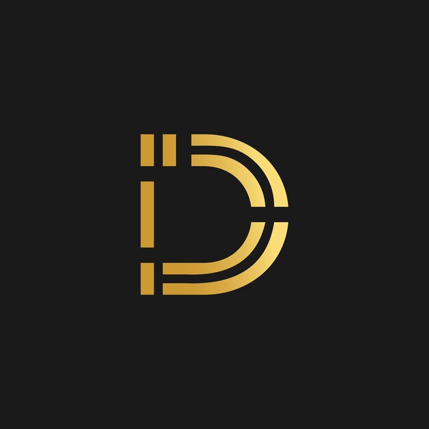 Vector de diseño del logotipo de la letra D con ilustración creativa y concepto de gradiente dorado