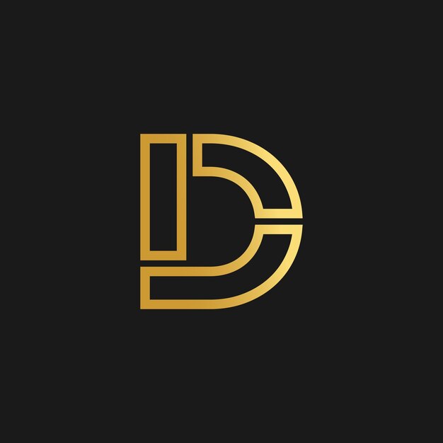 Vector de diseño del logotipo de la letra D con ilustración creativa y concepto de gradiente dorado