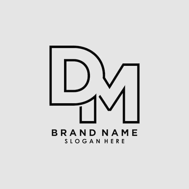 Vector de diseño de logotipo de letra inicial dm con concepto creativo