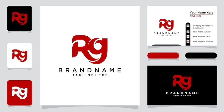 Vector vector de diseño de logotipo de letra inicial rg con diseño de tarjeta de visita vector premium