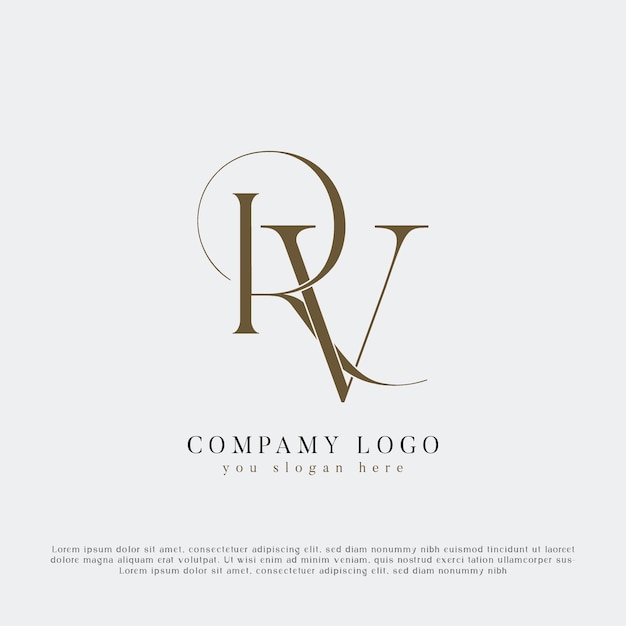 Vector de diseño del logotipo de la letra inicial RV VR