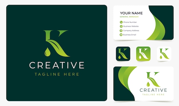 Vector de diseño de logotipo de letra k leaf logo