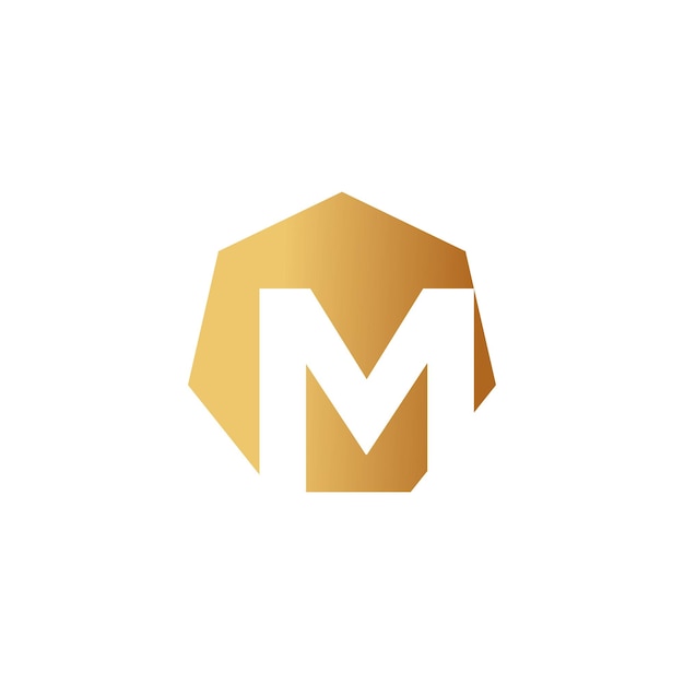 Vector de diseño de logotipo de la letra M con forma universal e icono de idea creativa