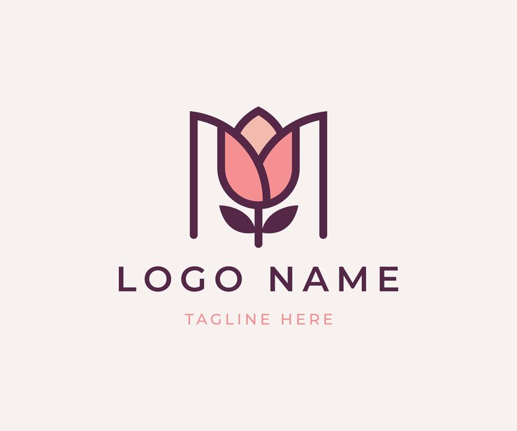 Vector de diseño del logotipo de la letra M Lotus Flower