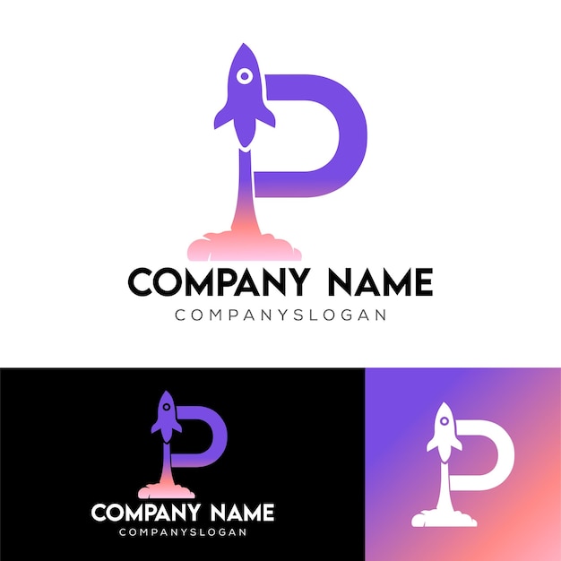 El vector de diseño del logotipo de la letra P de Creative Rocket