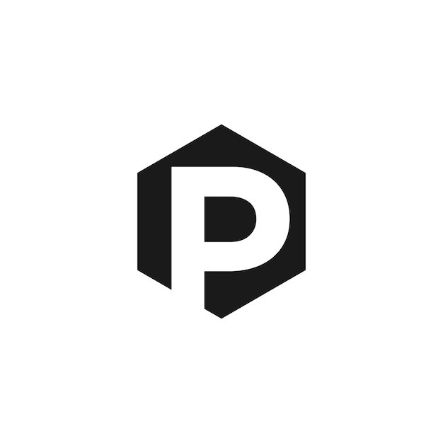Vector de diseño de logotipo de la letra P con forma universal e icono de idea creativa