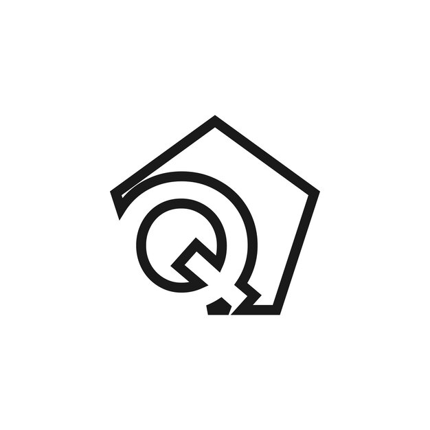 Vector de diseño de logotipo de la letra Q con forma universal e icono de idea creativa