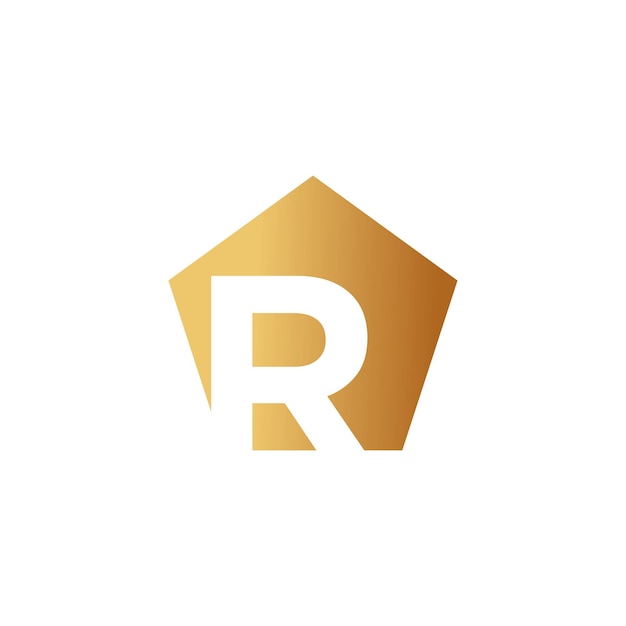 Vector de diseño de logotipo de la letra R con forma universal e icono de idea creativa