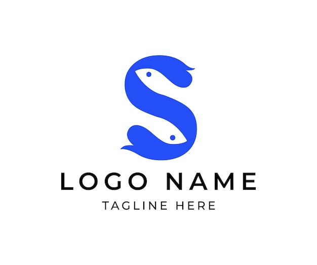 Vector de diseño del logotipo de la letra S Fish