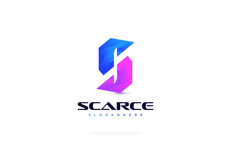 Vector vector de diseño de logotipo de letra s moderna en estilo degradado azul y púrpura