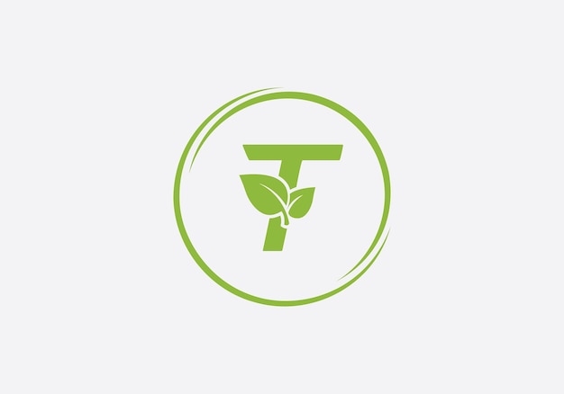 Vector de diseño del logotipo de la letra T de hoja verde
