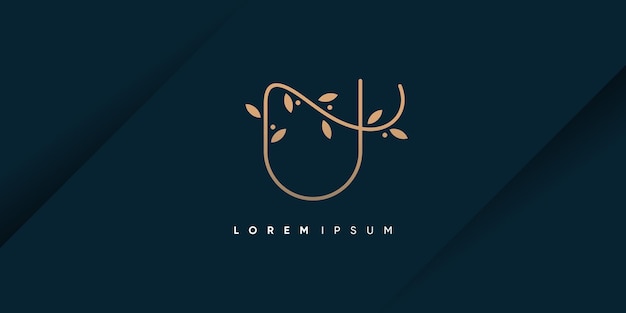 Vector de diseño de logotipo de letra U con idea de concepto de belleza natural