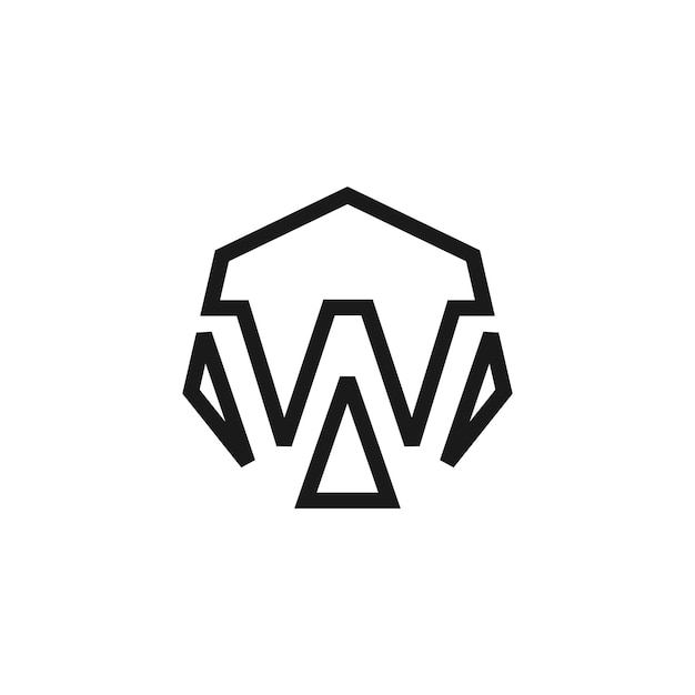 Vector de diseño de logotipo de la letra W con forma universal e icono de idea creativa