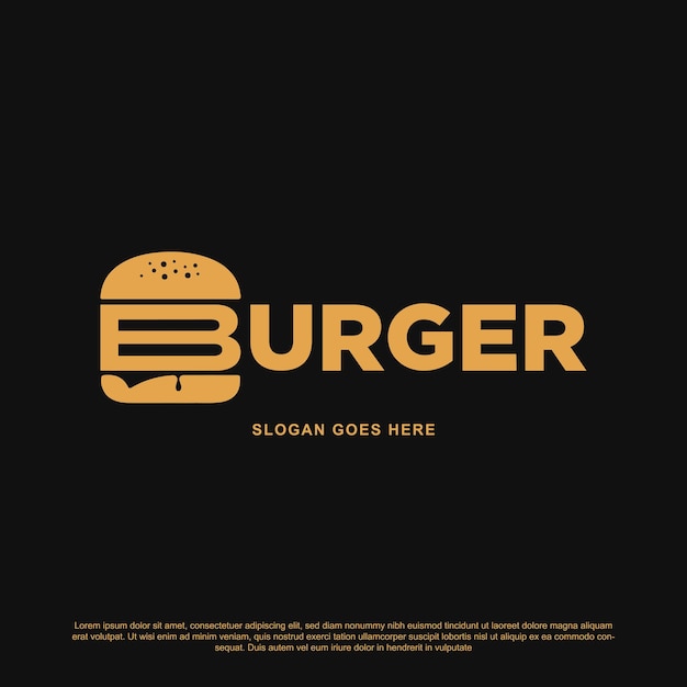 Vector de diseño de logotipo de letras de hamburguesa creativa. Etiqueta para restaurante o cafetería de diseño de menú.