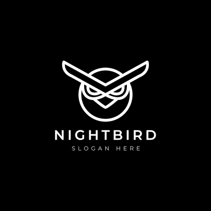 Vector vector de diseño del logotipo de la línea de la cabeza del pájaro búho