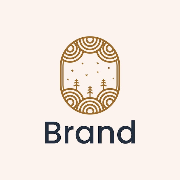 vector de diseño de logotipo de línea forestal