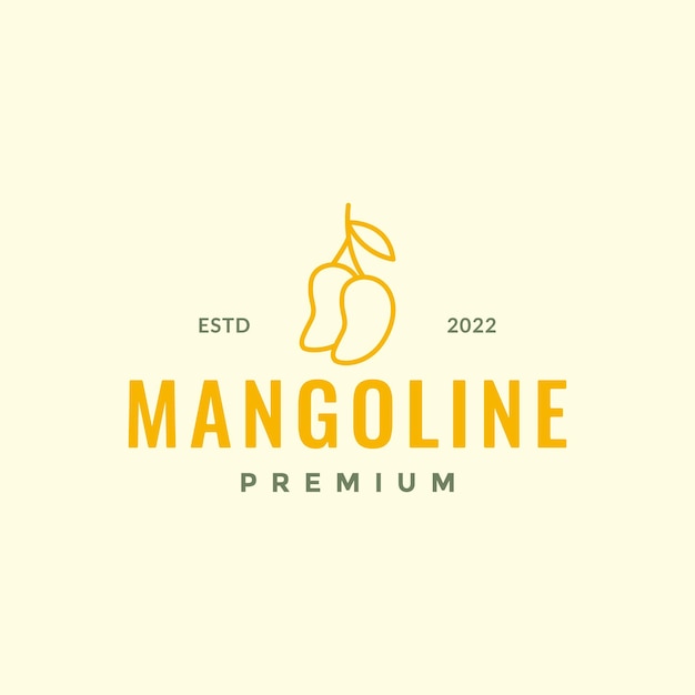 Vector de diseño de logotipo de línea mínima de forma simple de jugo de mango fresco de fruta