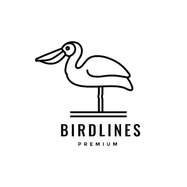Vector de diseño de logotipo de línea minimalista de pájaro pelícano
