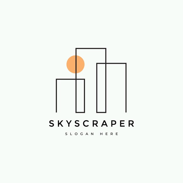 Vector de diseño de logotipo de la línea de rascacielos