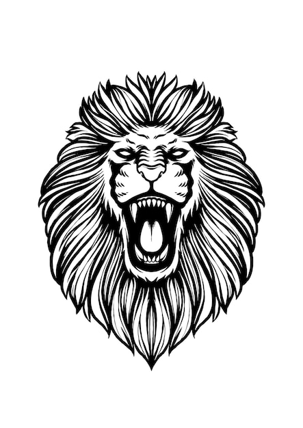 El vector de diseño del logotipo de Lion Roars Outline