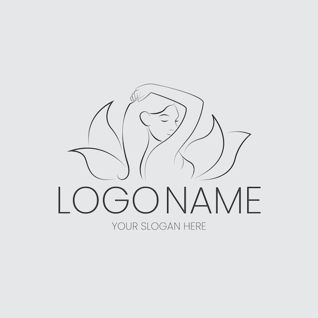 Vector de diseño de logotipo de loto de cara de belleza