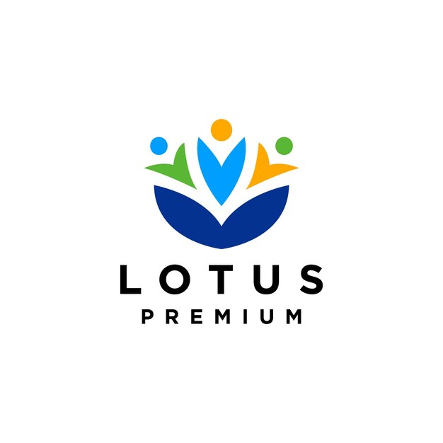 Vector de diseño de logotipo de Lotus con personas