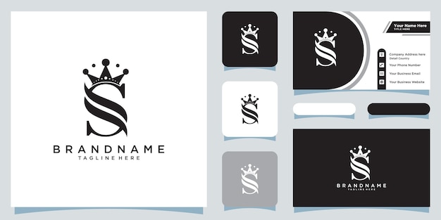 Vector de diseño de logotipo de lujo de letra inicial s con diseño de tarjeta de visita vector premium