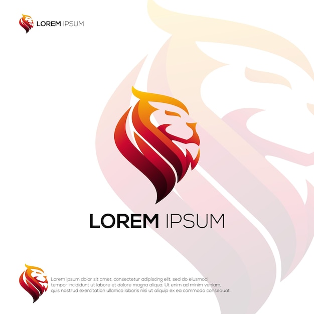 Vector vector de diseño de logotipo de lujo lion fire