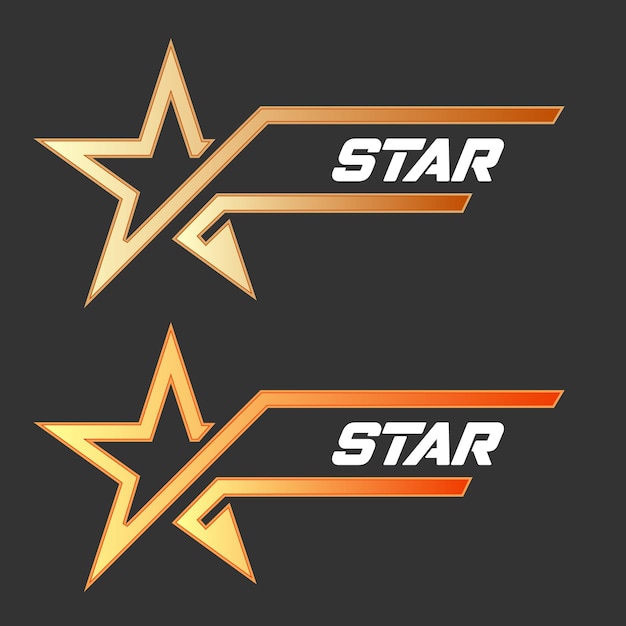 Vector de diseño del logotipo de Luxury Gold Star en fondo gris