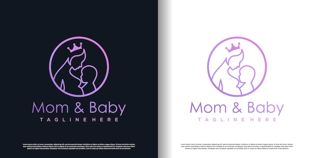 Vector de diseño de logotipo de mamá y bebé con concepto creativo de vector premium