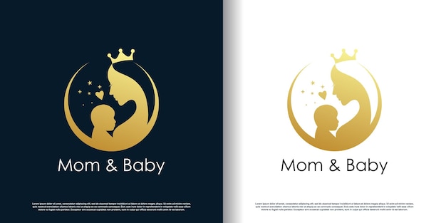 Vector de diseño de logotipo de mamá y bebé con concepto creativo
