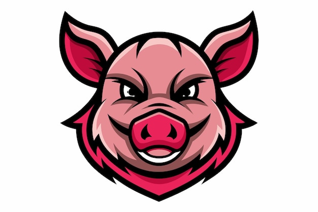Vector de diseño del logotipo de la mascota de la cabeza de cerdo
