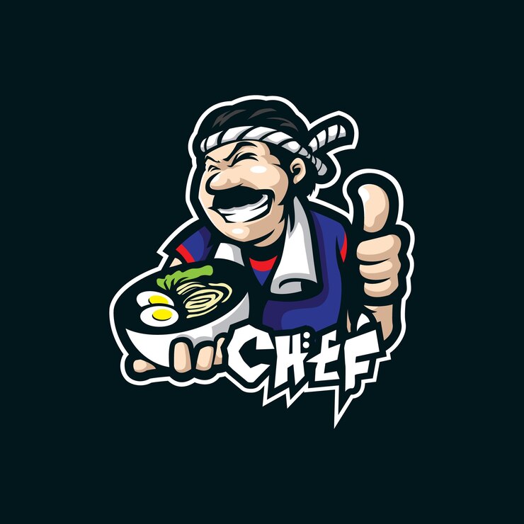 Vector vector de diseño de logotipo de mascota de chef con estilo de concepto de ilustración moderno para emblema de placa e impresión de camisetas ilustración de chef inteligente