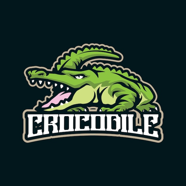 Vector de diseño del logotipo de la mascota del cocodrilo con estilo de concepto de ilustración moderno para el emblema de la insignia