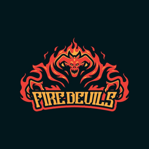 Vector de diseño del logotipo de la mascota del diablo con estilo de concepto de ilustración moderno para el emblema de la insignia y la impresión de la camiseta Ilustración de Firedevil para el equipo deportivo y de esport