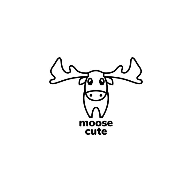 Vector de diseño de logotipo de mascota de dibujos animados lindo bosque animal pequeño alce